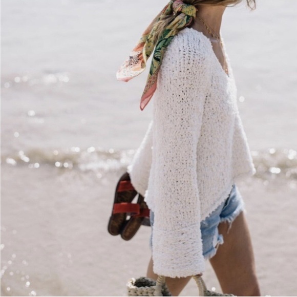 Free People Ivory Sand Dune Bell Sleeve Sweater - Picture 13 of 16